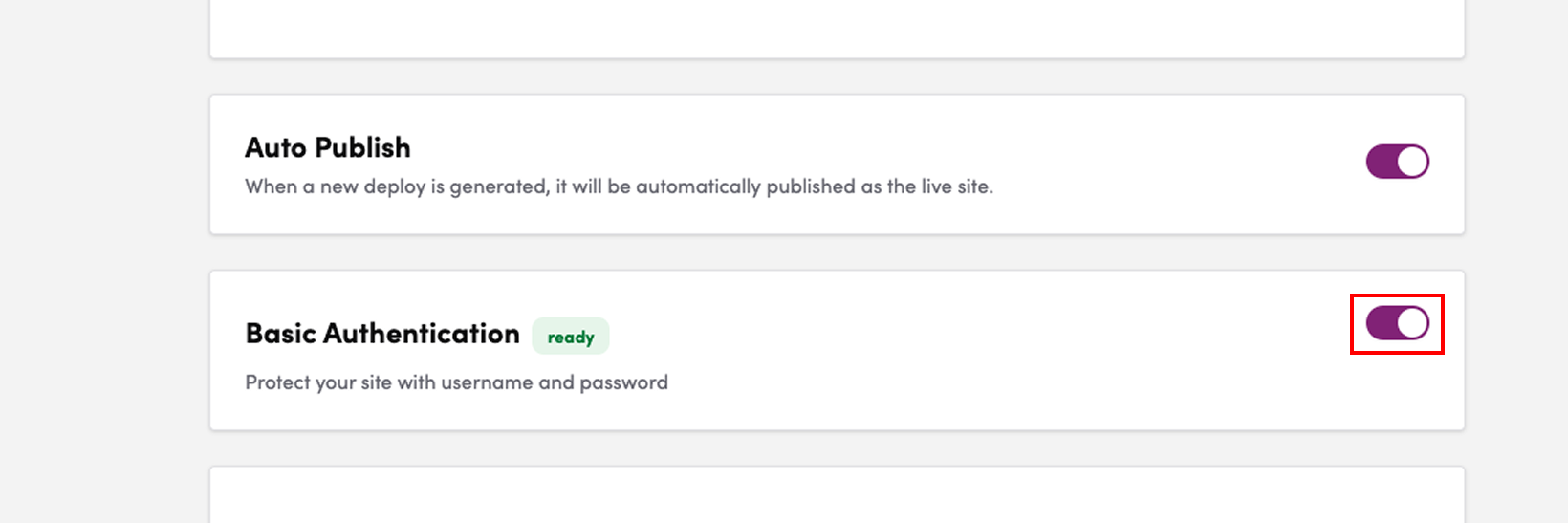 Screenshot: Toggle the switch to ON