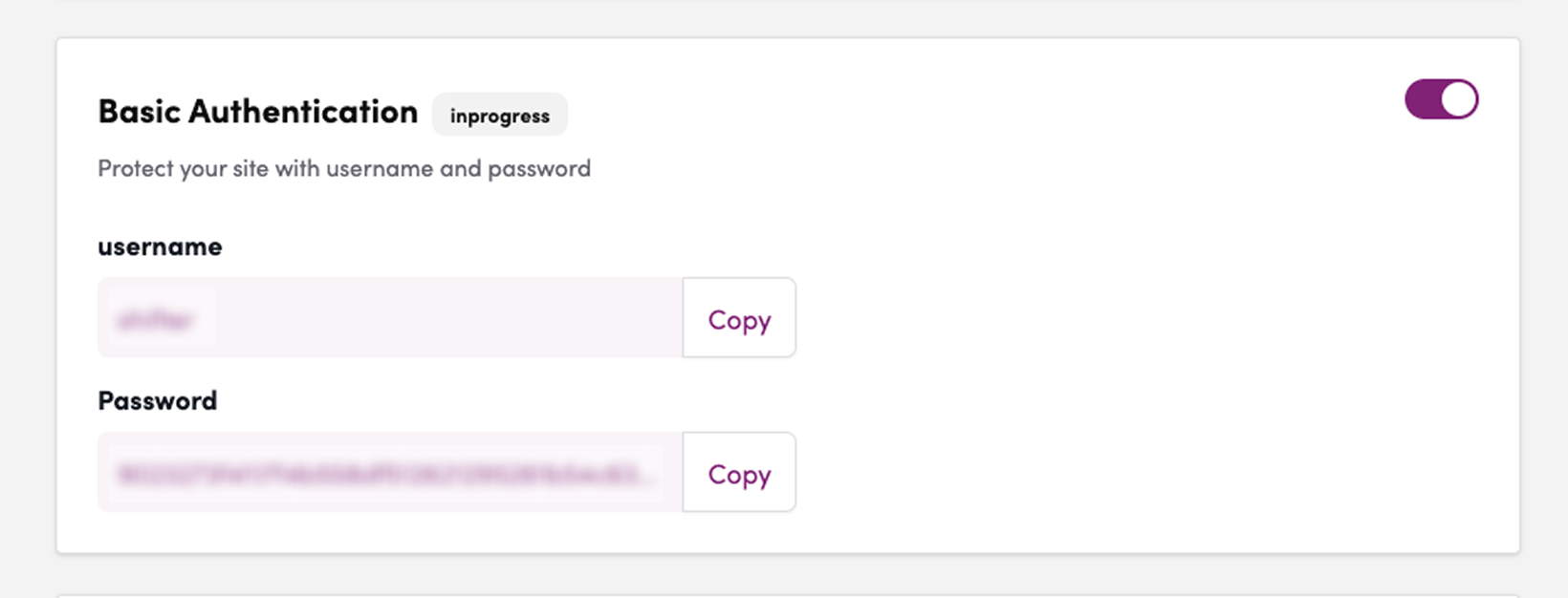 Screenshot: The username and password will be displayed