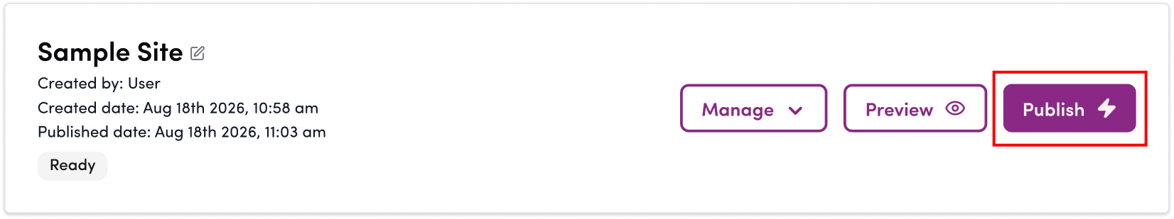 Screenshot: Click “Publish”
