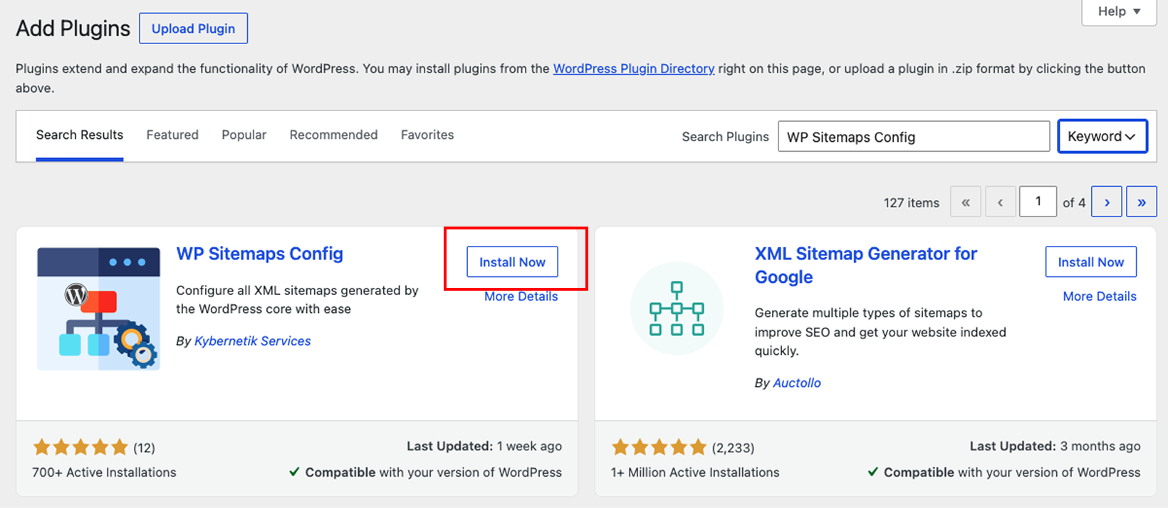 Screenshot: Click “Install Now”