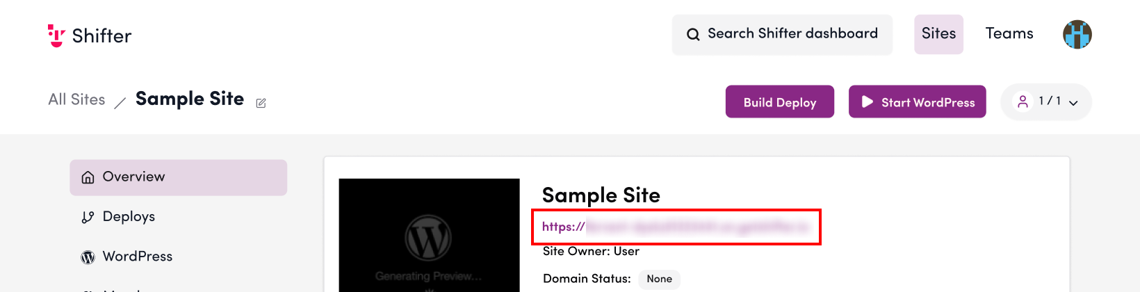 Screenshot: Click the site’s URL.
