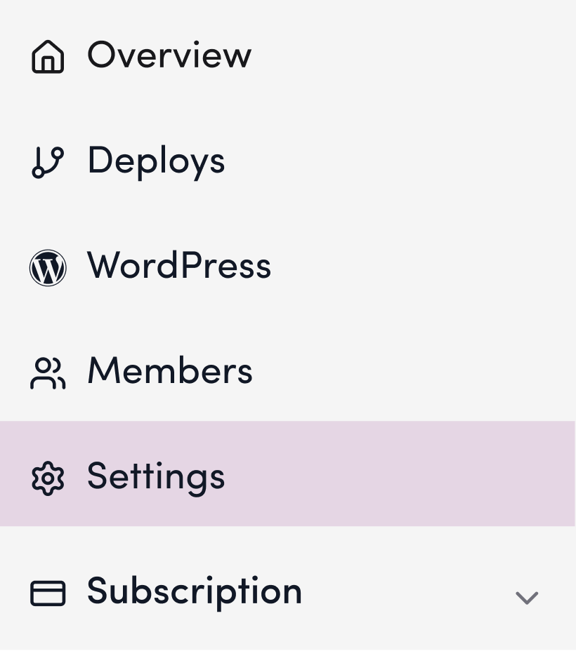 Screenshot: Log in to the Shifter dashboard and click “Settings” for your site.