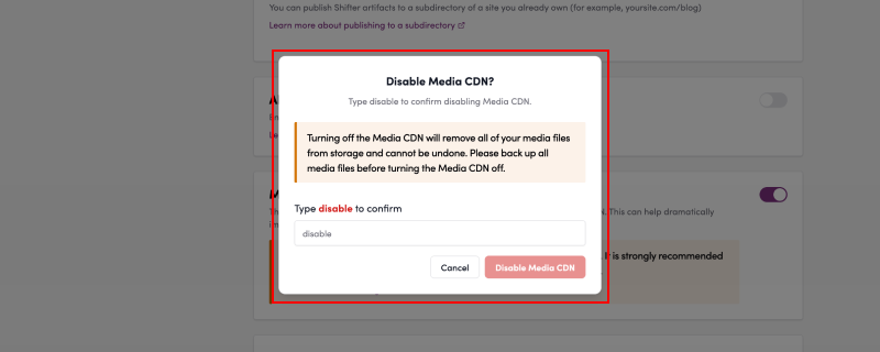 Screenshot: Type “cancel” in the input field and click the “Cancel” button.