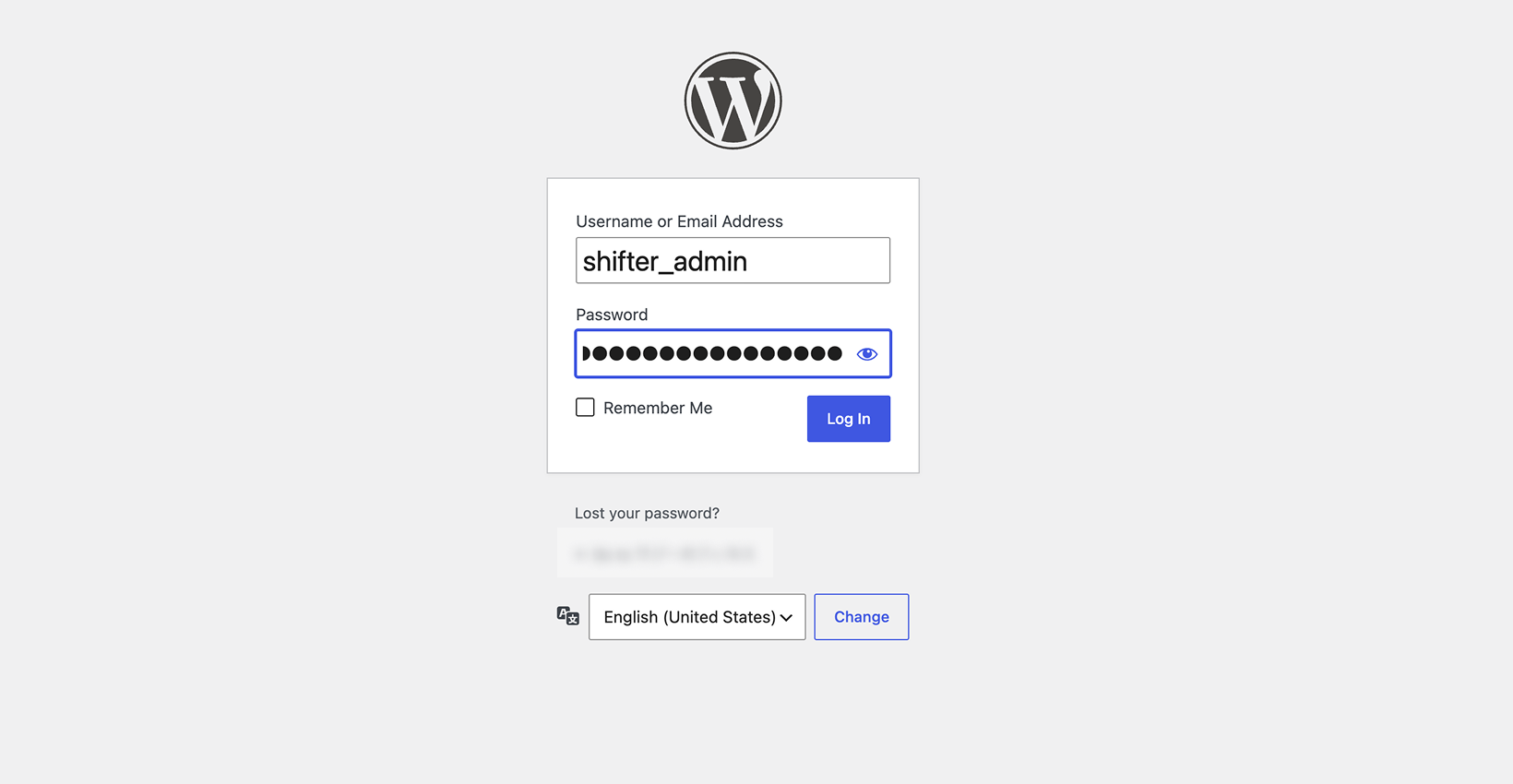 Screenshot: Enter your username and password