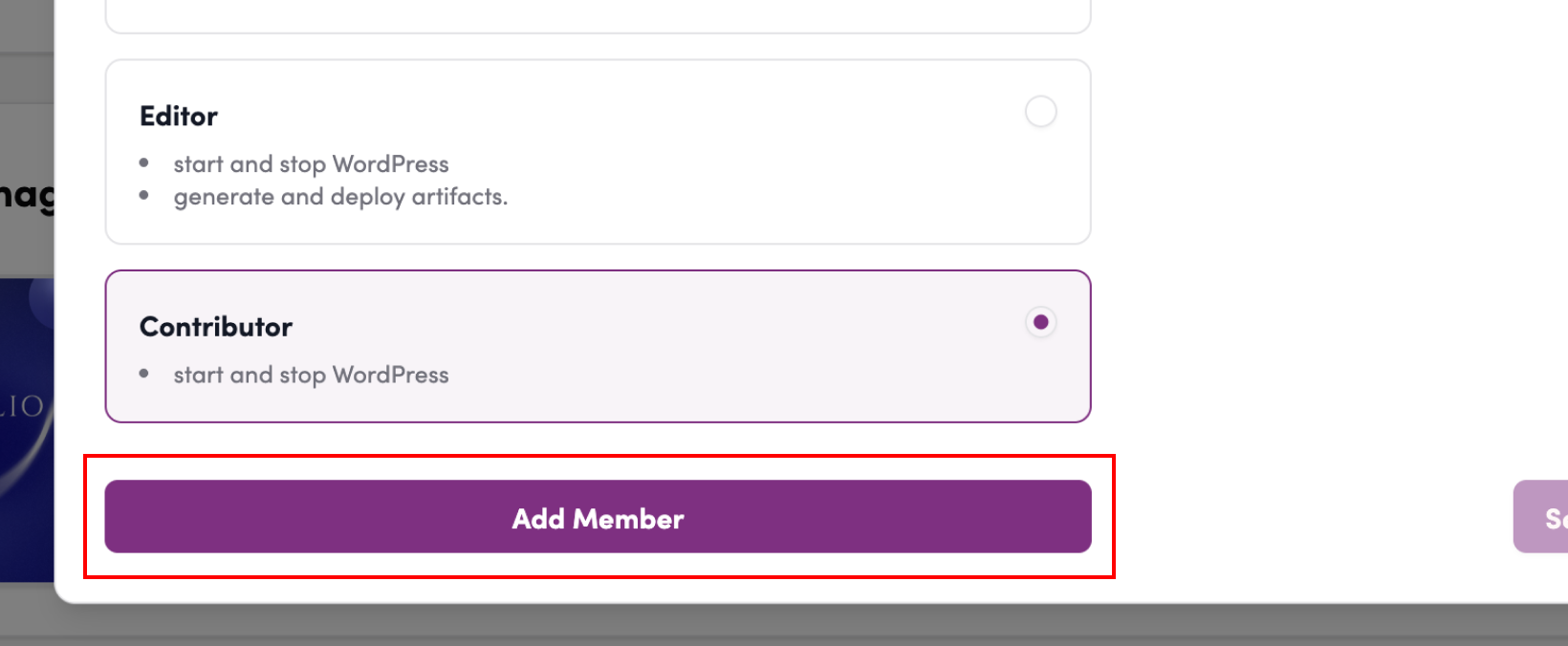 Screenshot: Click “Add Member”